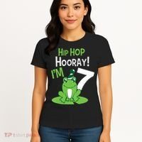 7th Birthday Frog Funny Party 7 Year Old Women's T-Shirt thumb 4