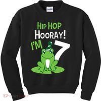7th Birthday Frog Funny Party 7 Year Old Kids Sweatshirt thumb 0