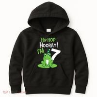 7th Birthday Frog Funny Party 7 Year Old Kids Hoodie thumb 0