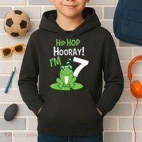 7th Birthday Frog Funny Party 7 Year Old Kids Hoodie thumb 2