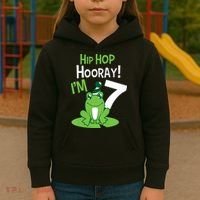 7th Birthday Frog Funny Party 7 Year Old Kids Hoodie thumb 3