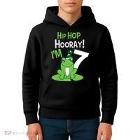 7th Birthday Frog Funny Party 7 Year Old Kids Hoodie thumb 4