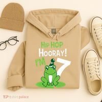 7th Birthday Frog Funny Party 7 Year Old Hoodie thumb 4