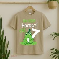 7th Birthday Frog Funny Party 7 Year Old T-Shirt thumb 2