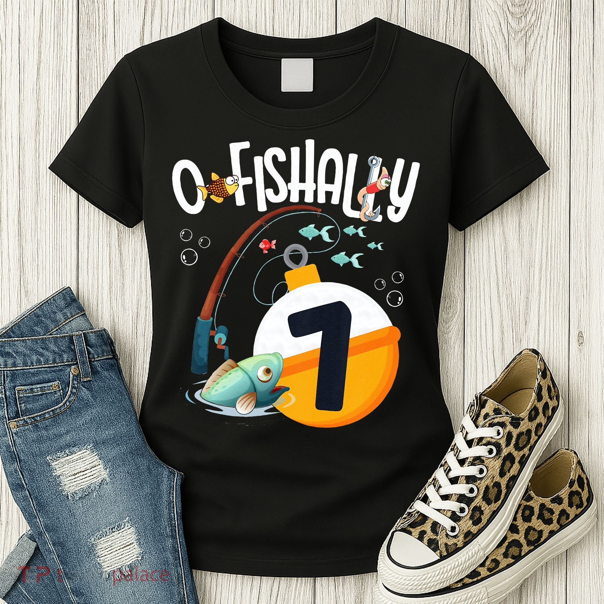 7th Birthday Fishing Theme For And OFishally 7 Women's T-Shirt