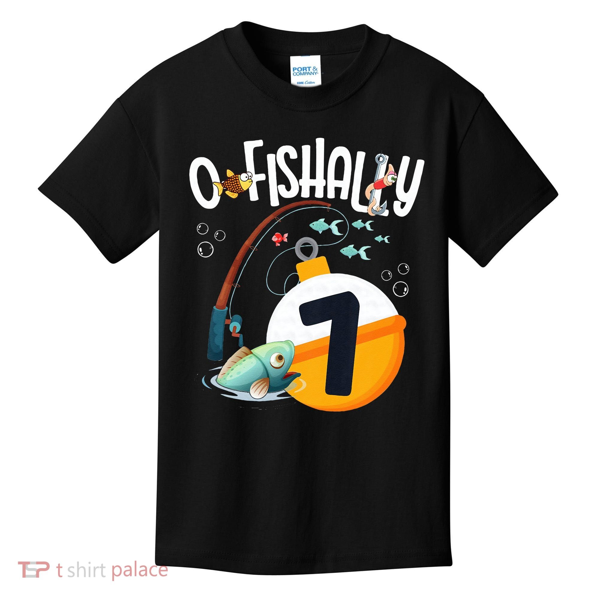 7th Birthday Fishing Theme For And OFishally 7 Kids T-Shirt