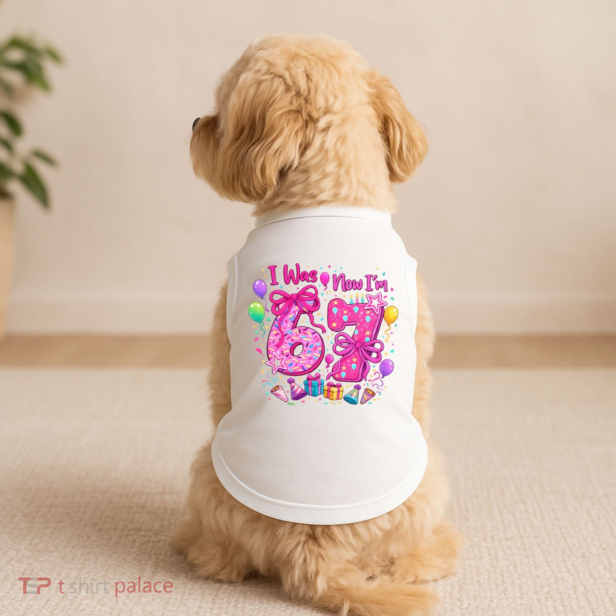 7th Birthday Girl I Was 6 Now I'm 7 Doggie Tank