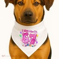 7th Birthday Girl I Was 6 Now I'm 7 USA-Made Doggie Bandana thumb 1
