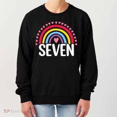 7th Birthday Gift Rainbow Fan 7 Years Olds 7 Bday Cute Women's Sweatshirt