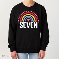 7th Birthday Gift Rainbow Fan 7 Years Olds 7 Bday Cute Women's Sweatshirt thumb 0