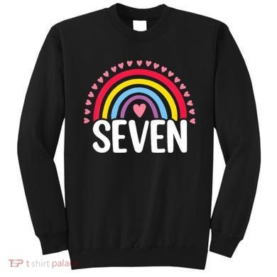 7th Birthday Gift Rainbow Fan 7 Years Olds 7 Bday Cute Sweatshirt
