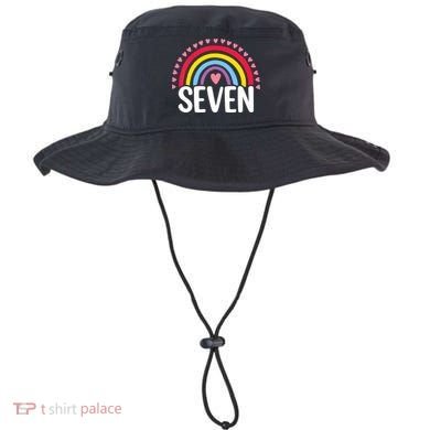 7th Birthday Gift Rainbow Fan 7 Years Olds 7 Bday Cute Bucket Hat