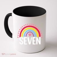 7th Birthday Gift Rainbow Fan 7 Years Olds 7 Bday Cute Coffee Mug thumb 0