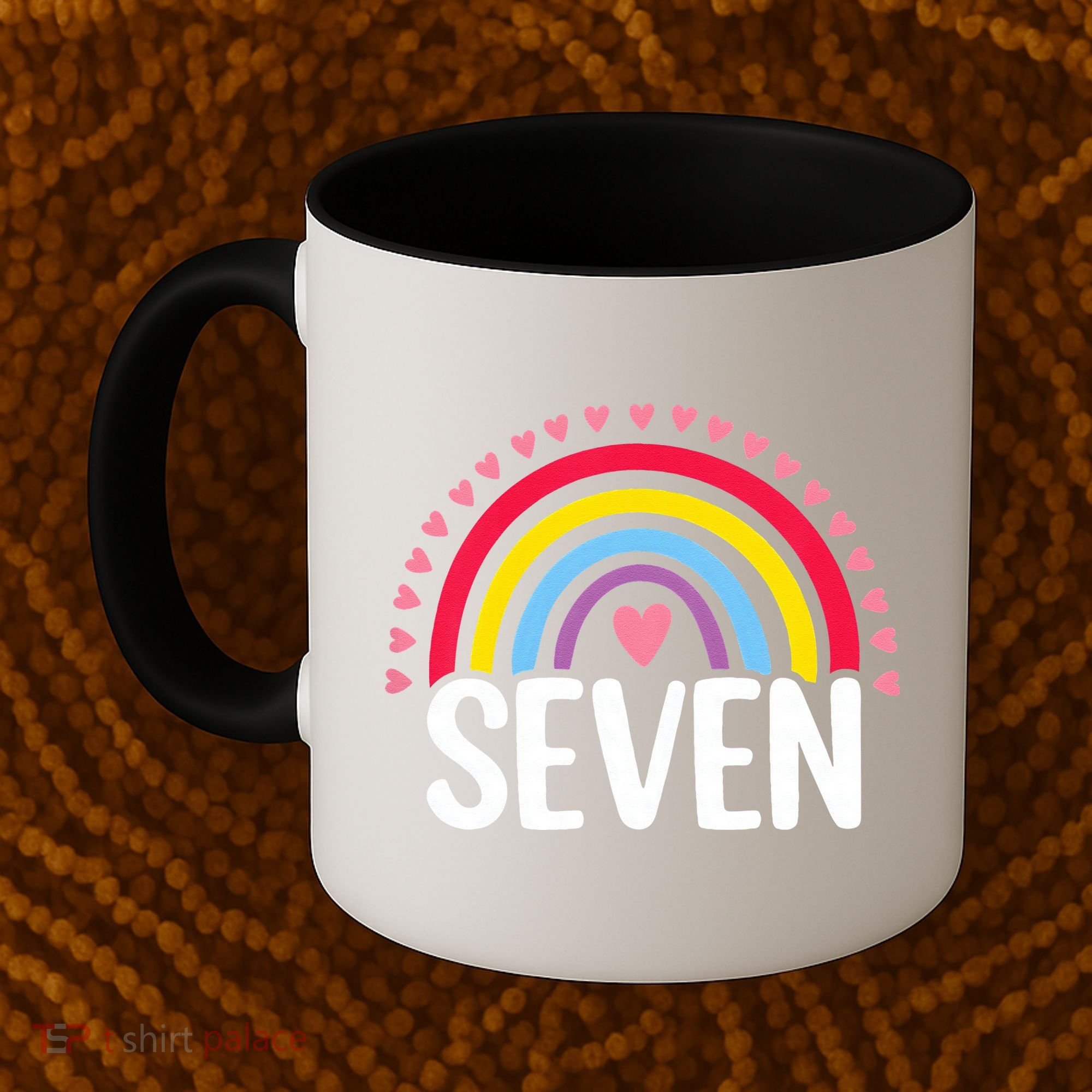 7th Birthday Gift Rainbow Fan 7 Years Olds 7 Bday Cute Coffee Mug