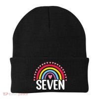 7th Birthday Gift Rainbow Fan 7 Years Olds 7 Bday Cute Beanie thumb 0