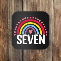 7th Birthday Gift Rainbow Fan 7 Years Olds 7 Bday Cute Coaster thumb 0