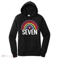 7th Birthday Gift Rainbow Fan 7 Years Olds 7 Bday Cute Women's Hoodie thumb 0