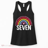 7th Birthday Gift Rainbow Fan 7 Years Olds 7 Bday Cute Women's Tank Top thumb 0