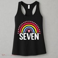 7th Birthday Gift Rainbow Fan 7 Years Olds 7 Bday Cute Women's Tank Top thumb 3