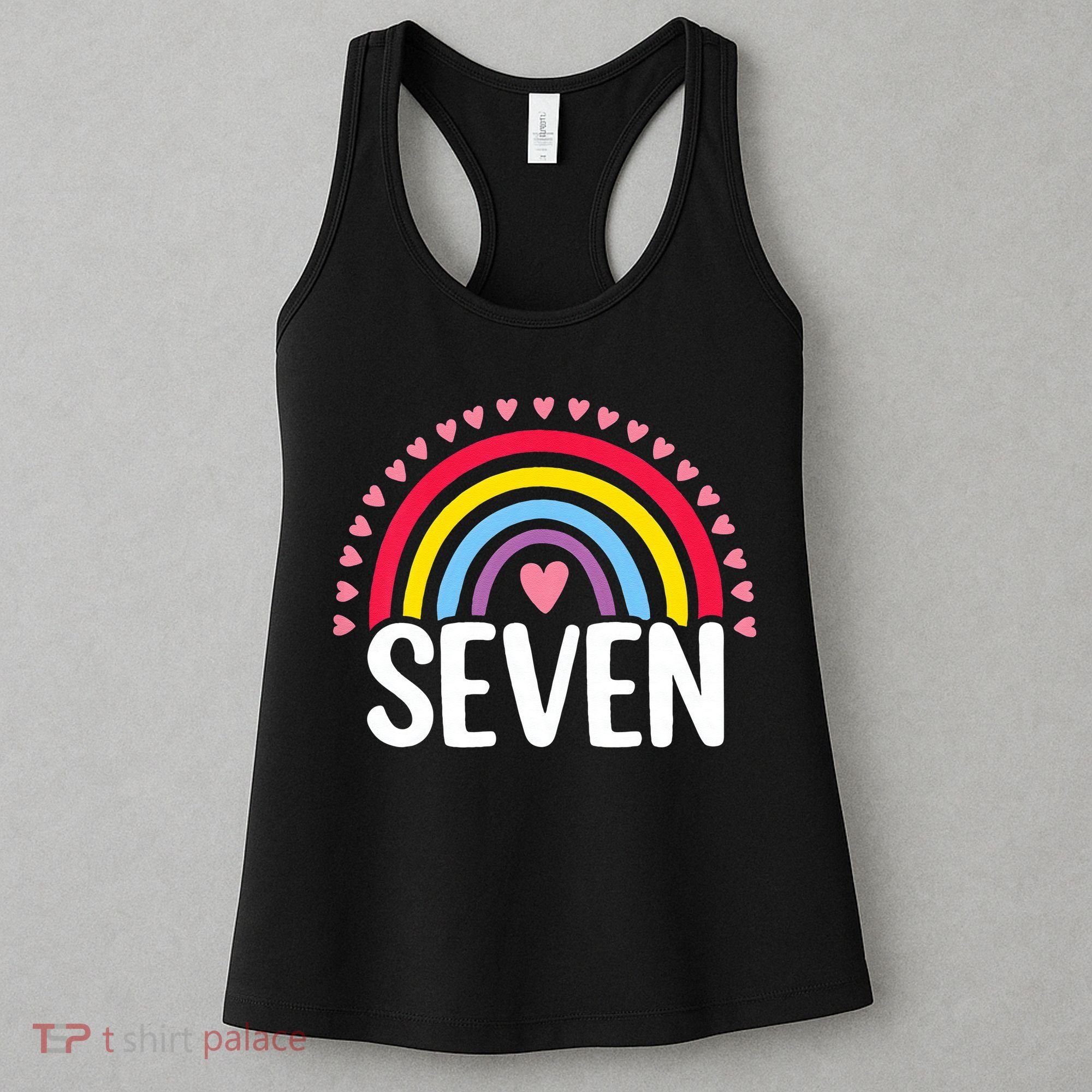 7th Birthday Gift Rainbow Fan 7 Years Olds 7 Bday Cute Women's Tank Top