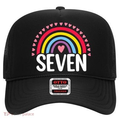 7th Birthday Gift Rainbow Fan 7 Years Olds 7 Bday Cute Hat