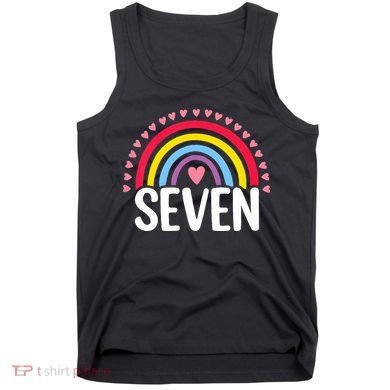 7th Birthday Gift Rainbow Fan 7 Years Olds 7 Bday Cute Tank Top