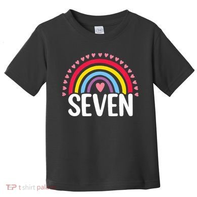 7th Birthday Gift Rainbow Fan 7 Years Olds 7 Bday Cute Toddler T-Shirt
