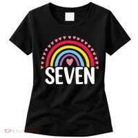 7th Birthday Gift Rainbow Fan 7 Years Olds 7 Bday Cute Women's T-Shirt thumb 0