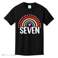 7th Birthday Gift Rainbow Fan 7 Years Olds 7 Bday Cute Kids T-Shirt thumb 0