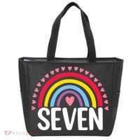 7th Birthday Gift Rainbow Fan 7 Years Olds 7 Bday Cute Tote Bag thumb 0