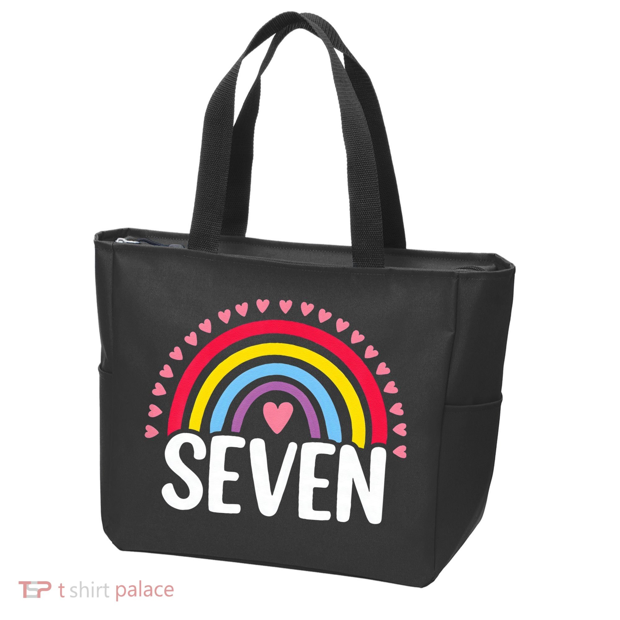 7th Birthday Gift Rainbow Fan 7 Years Olds 7 Bday Cute Tote Bag