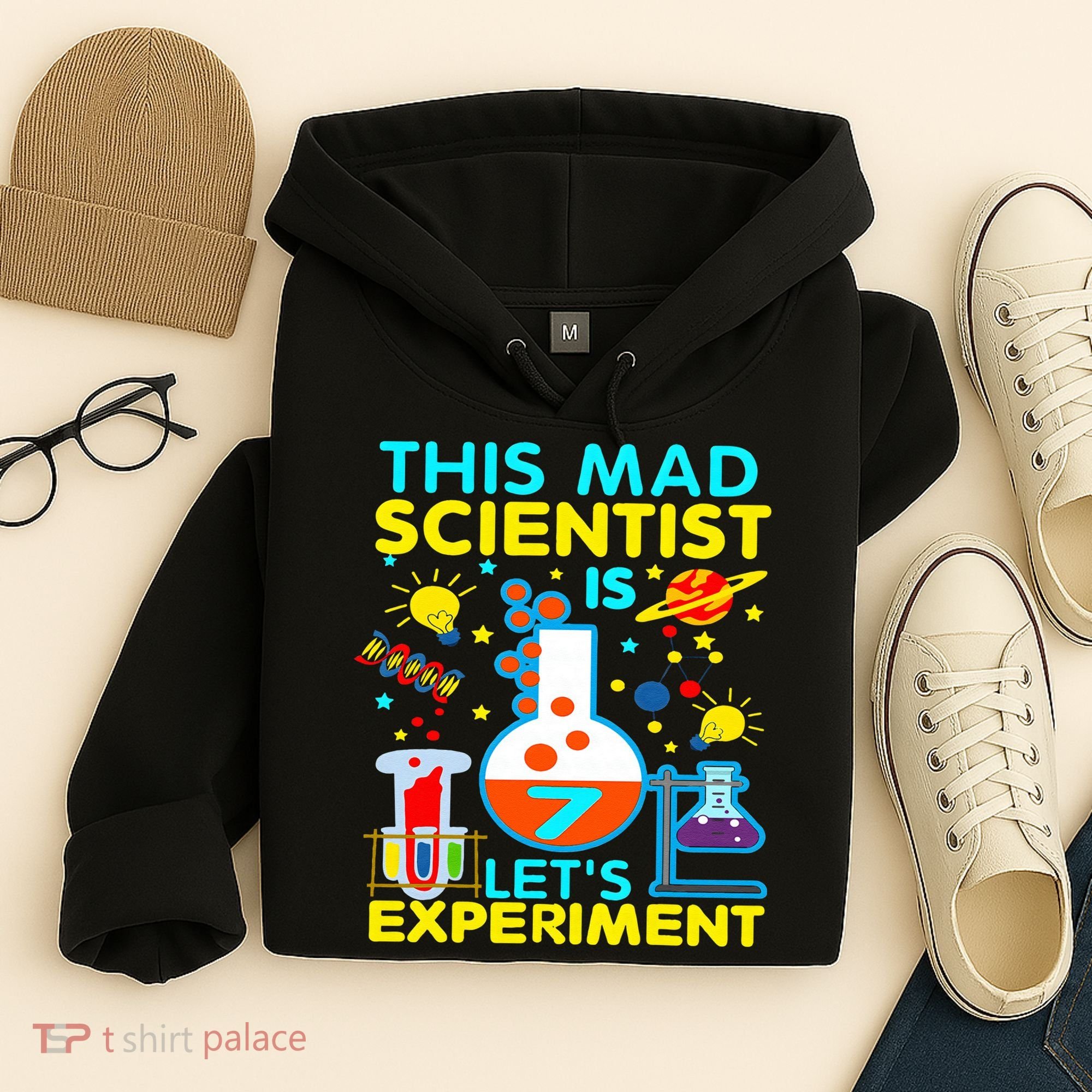 7th Birthday Gift This Mad Scientist Is 7 Let's Experiment Hoodie