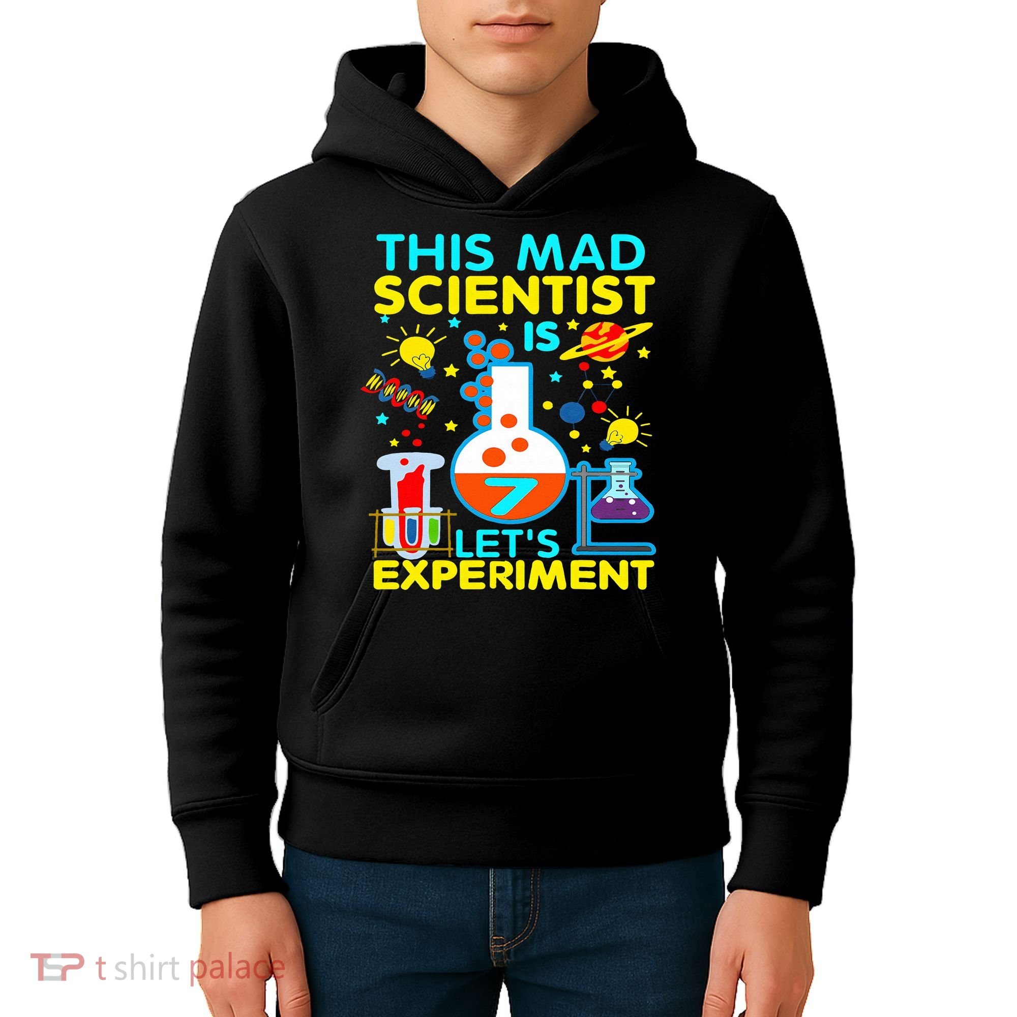 7th Birthday Gift This Mad Scientist Is 7 Let's Experiment Kids Hoodie