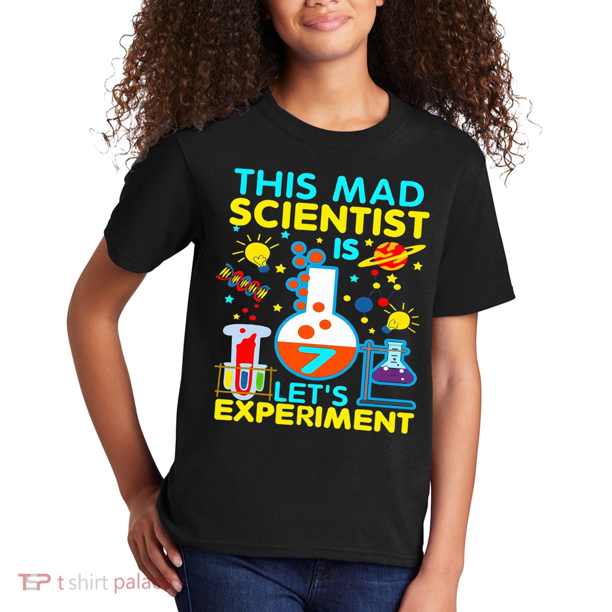 7th Birthday Gift This Mad Scientist Is 7 Let's Experiment Kids T-Shirt