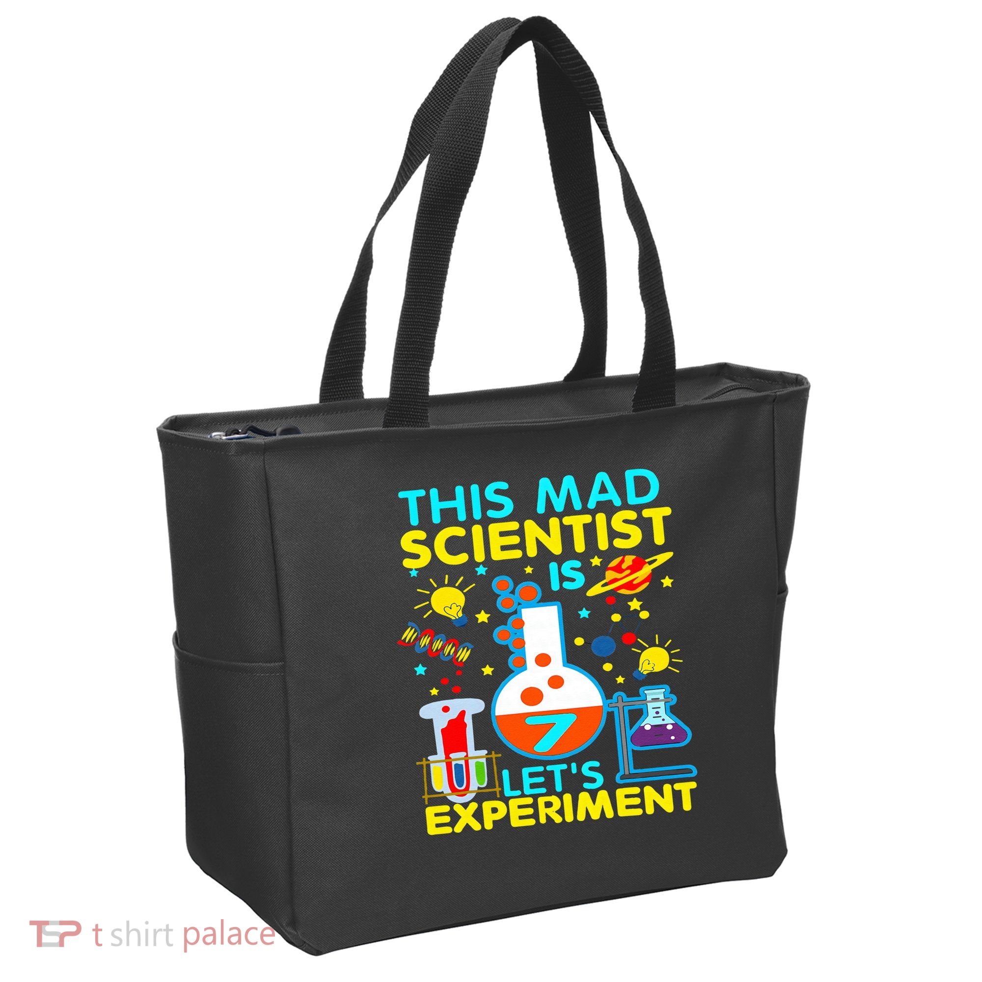 7th Birthday Gift This Mad Scientist Is 7 Let's Experiment Tote Bag