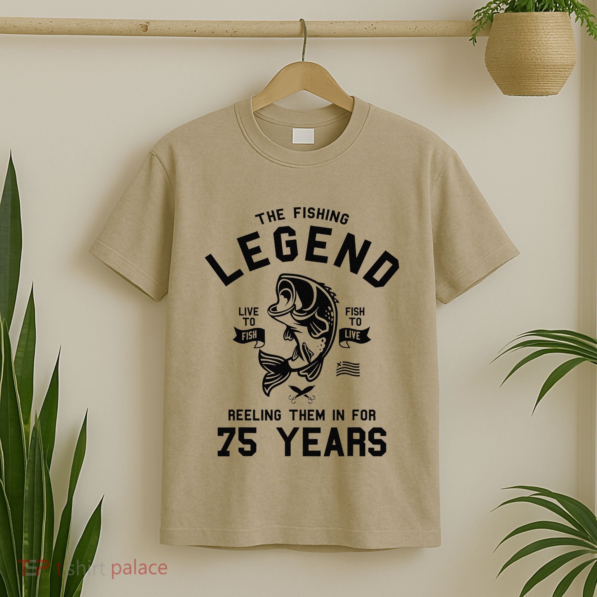 75th Birthday Gift The Fishing Legend 75 Years Fisherman T-Shirt