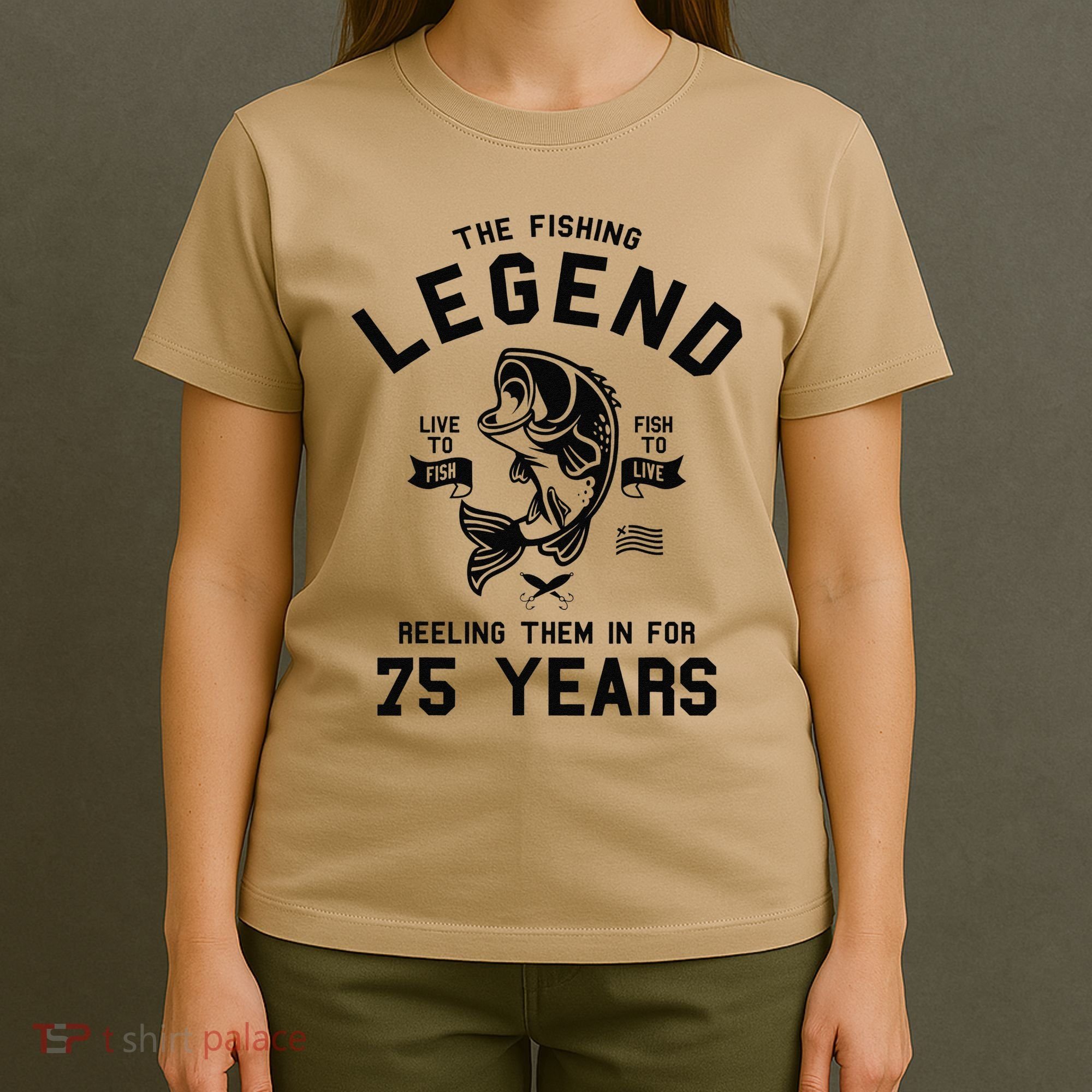 75th Birthday Gift The Fishing Legend 75 Years Fisherman T-Shirt
