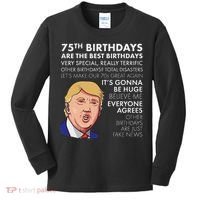 75Th Birthday Gift Funny Trump Kids Long Sleeve Shirt thumb 0