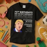 75Th Birthday Gift Funny Trump Kids T-Shirt thumb 3