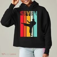 7th Birthday Gift Karate Retro Taekwondo Martial Ladies Heavyweight Boxy Pullover Hoodie thumb 0