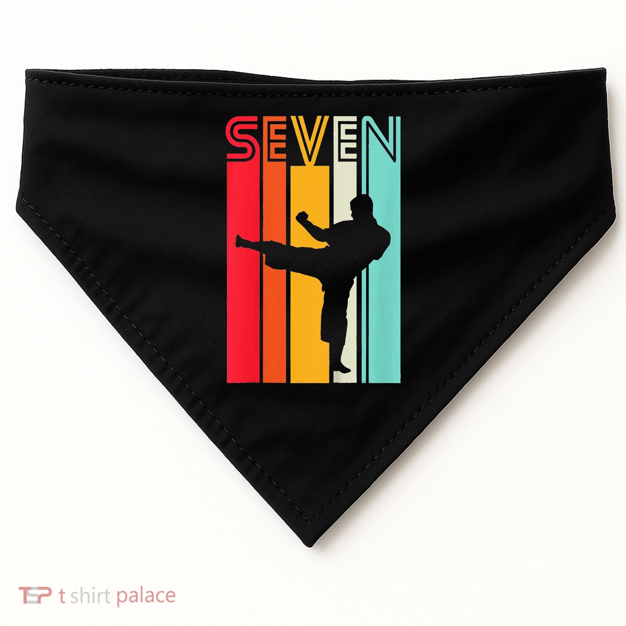 7th Birthday Gift Karate Retro Taekwondo Martial USA-Made Doggie Bandana