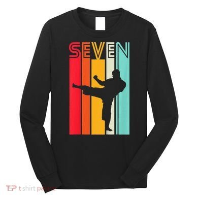 7th Birthday Gift Karate Retro Taekwondo Martial Long Sleeve Shirt
