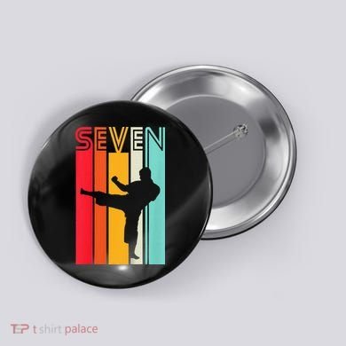 7th Birthday Gift Karate Retro Taekwondo Martial Button