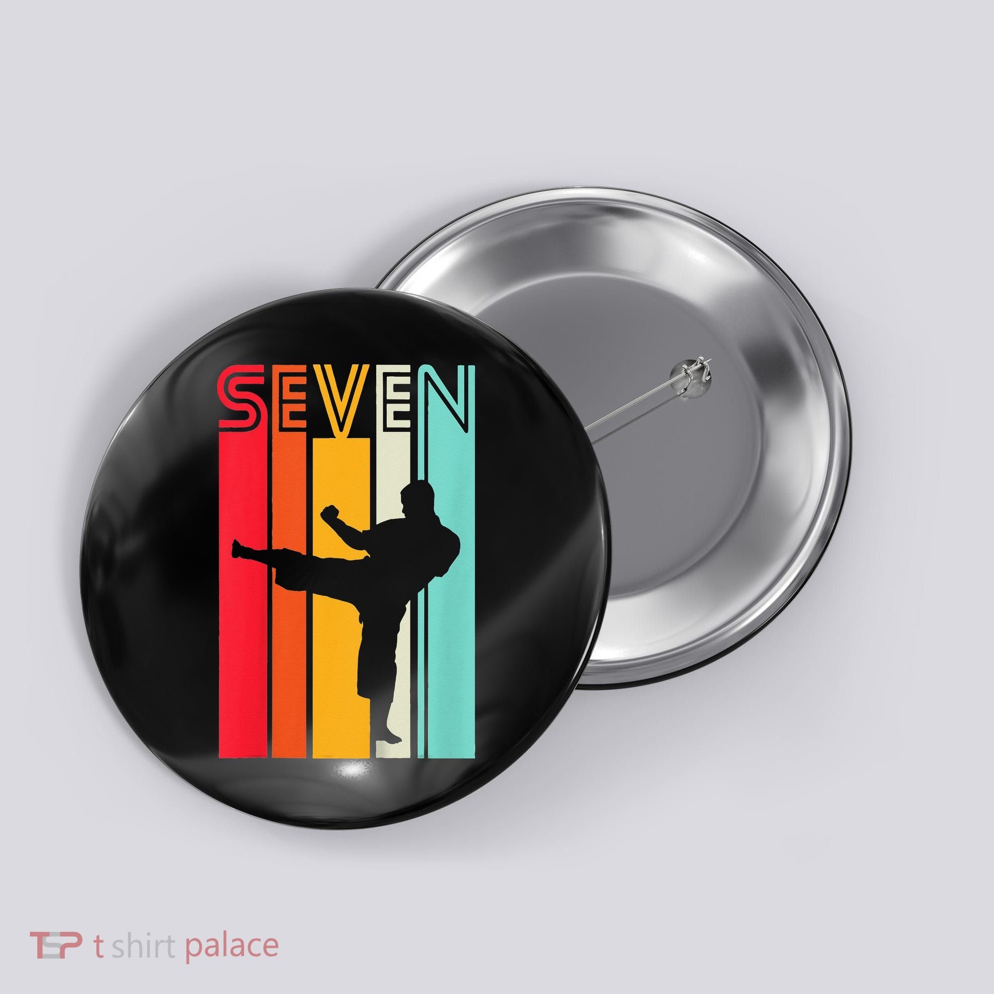 7th Birthday Gift Karate Retro Taekwondo Martial Button