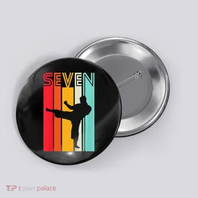 7th Birthday Gift Karate Retro Taekwondo Martial Button