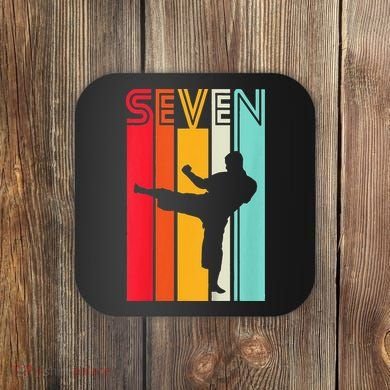 7th Birthday Gift Karate Retro Taekwondo Martial Coaster