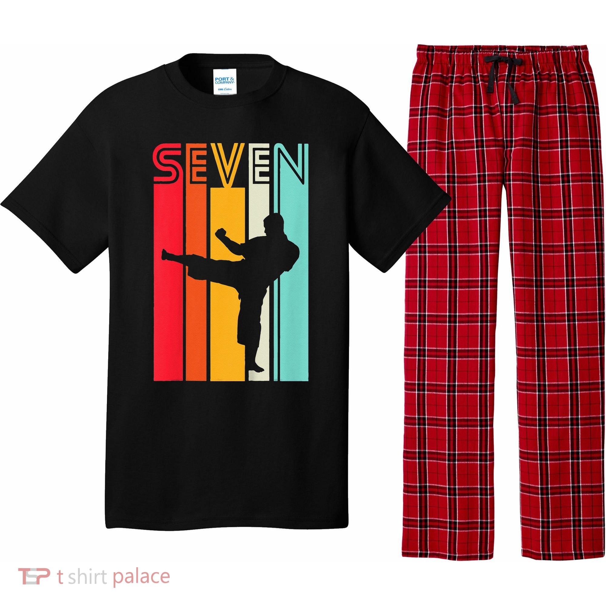 7th Birthday Gift Karate Retro Taekwondo Martial Pajama Set