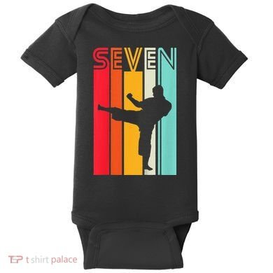 7th Birthday Gift Karate Retro Taekwondo Martial Baby Bodysuit