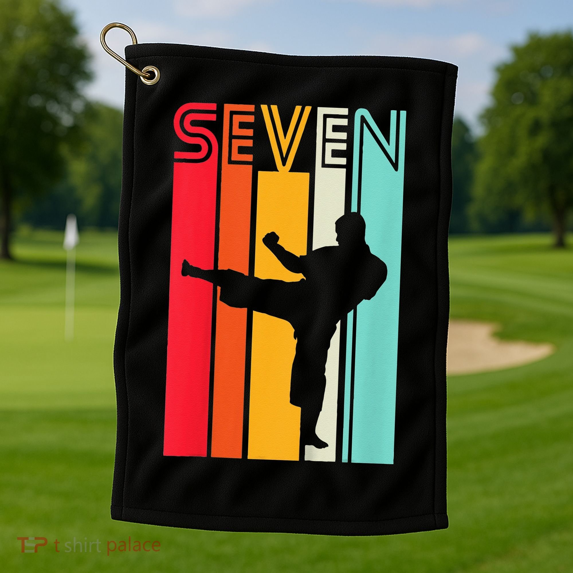 7th Birthday Gift Karate Retro Taekwondo Martial Golf Towel