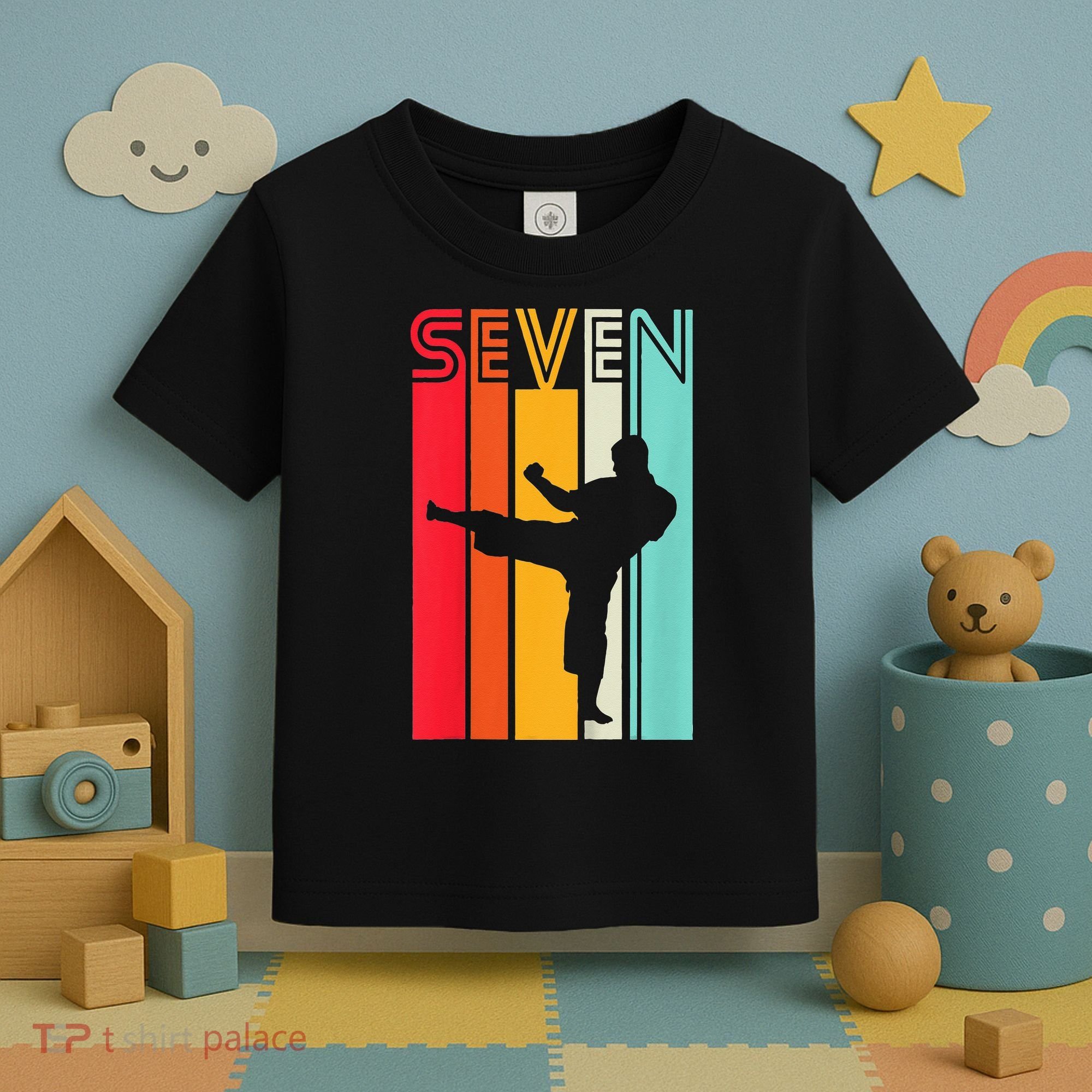 7th Birthday Gift Karate Retro Taekwondo Martial Toddler T-Shirt